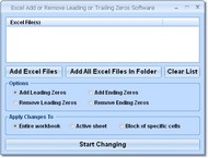 Excel Add Leading & Ending Zeros Software screenshot